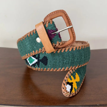 Forest Green Handwoven Guatemalan Whip-Stitched Belt