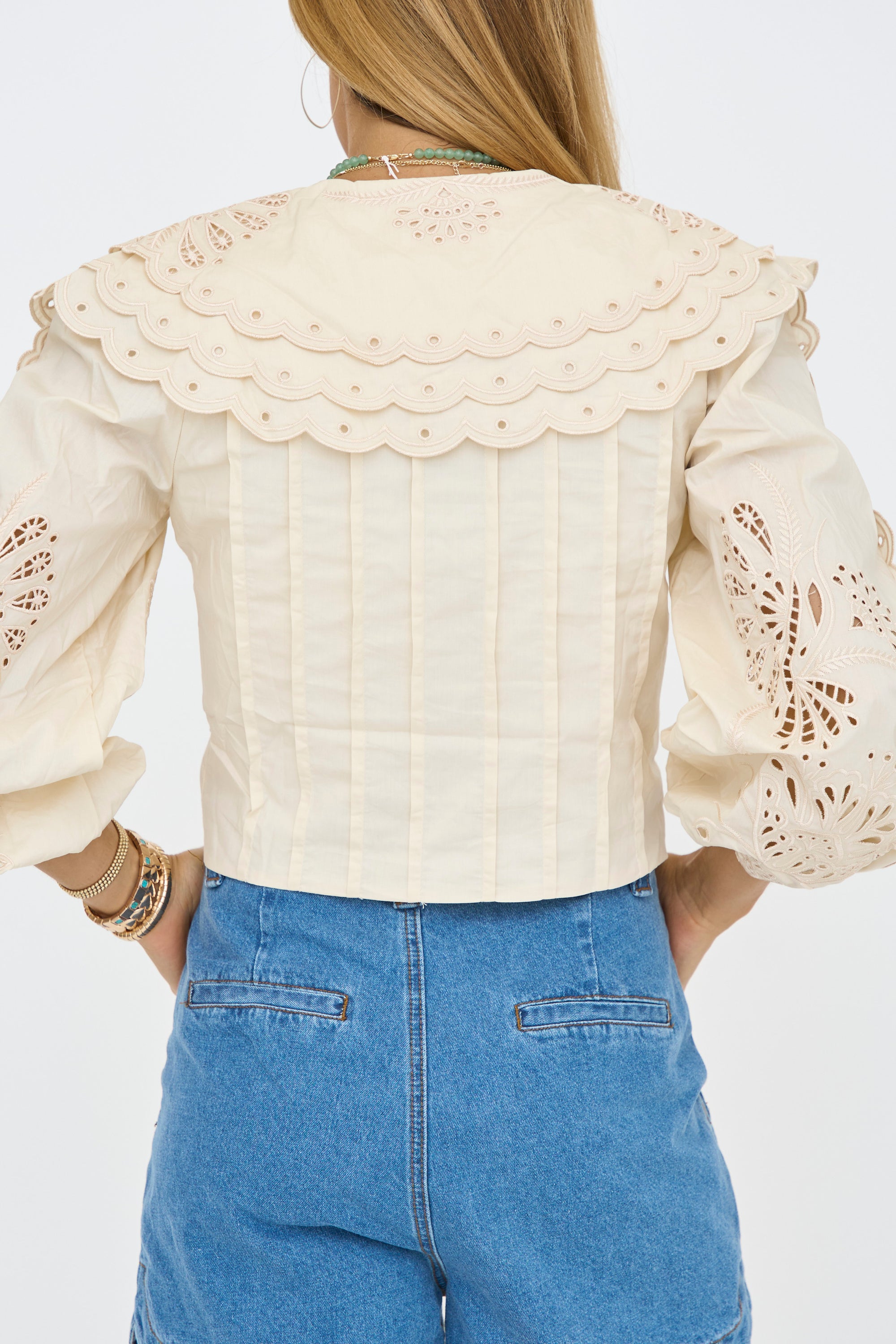 Lace Collared Cream Top