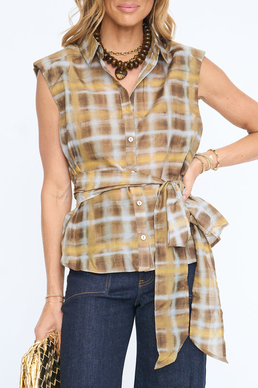 Grace Abstract Plaid Blouse