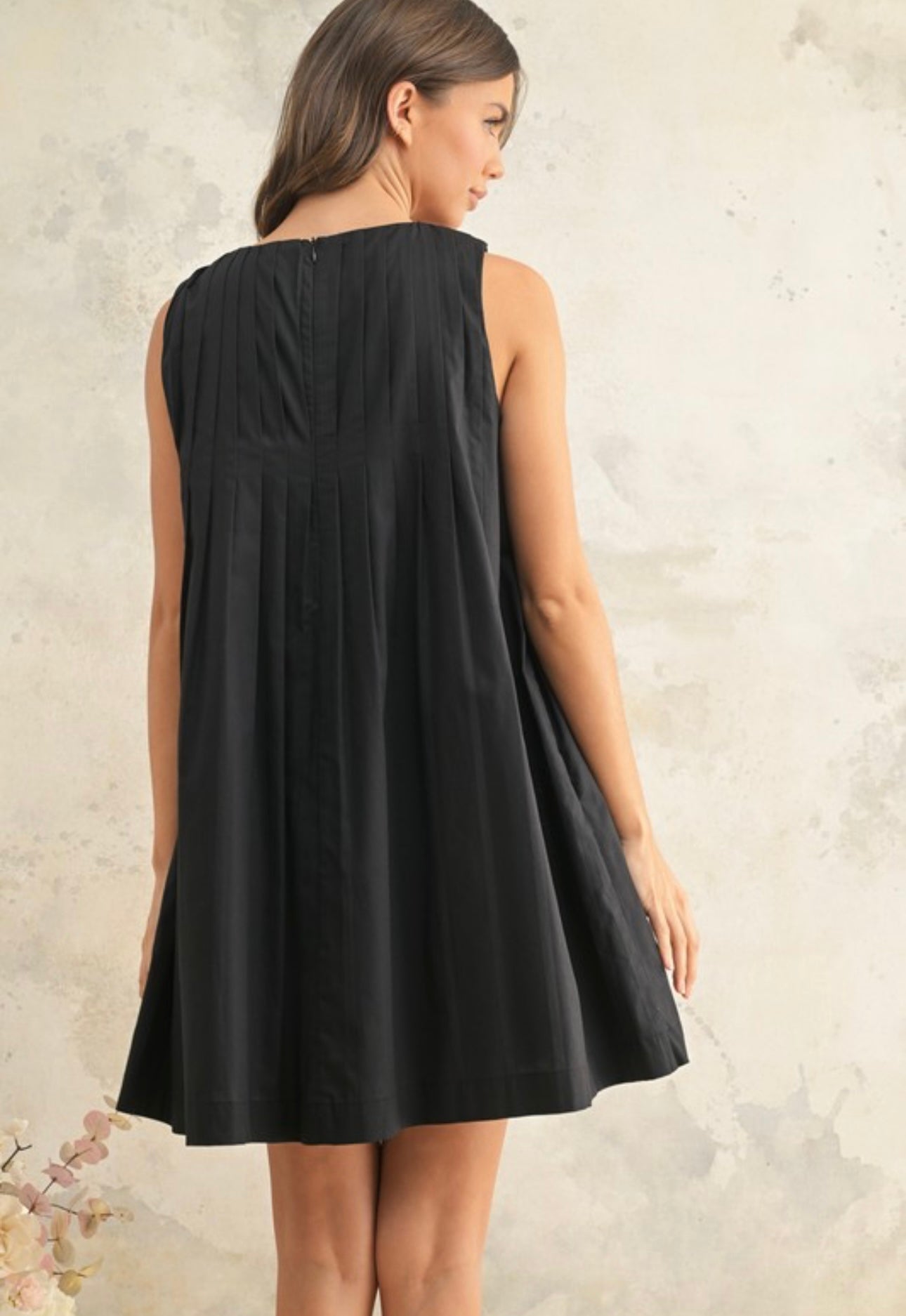 Hayden Pleated Detail Sleeveless Dress