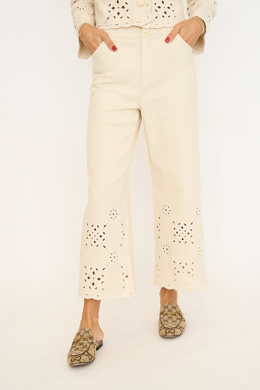 Scallop Embroidered Pants