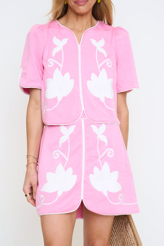 Applique Embroidered Skort Set