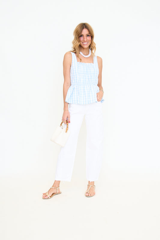 Gingham Peplum Top