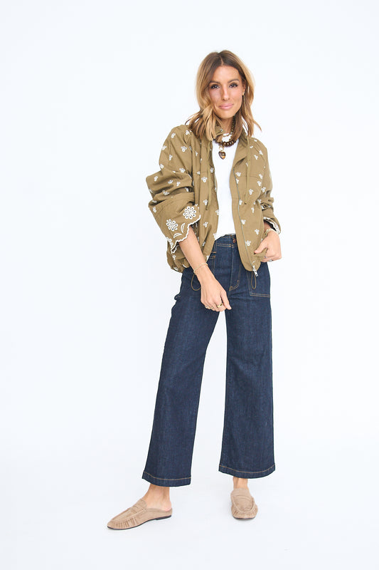 Florence Embroidered Detail Zip-Up Jacket