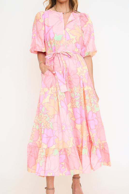 Big Floral Pastel Maxi w/ Ties