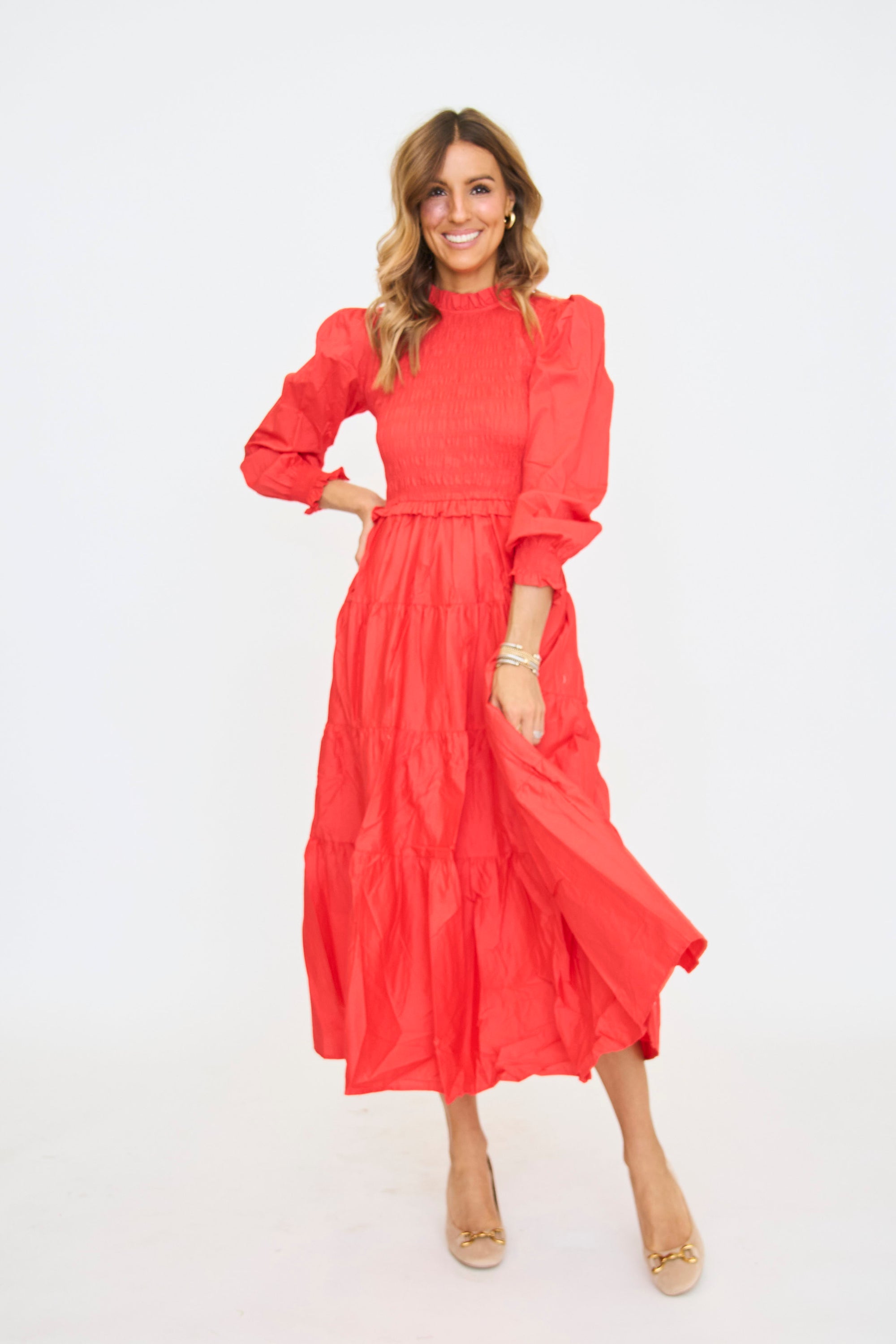 Red Smock Maxi Dress