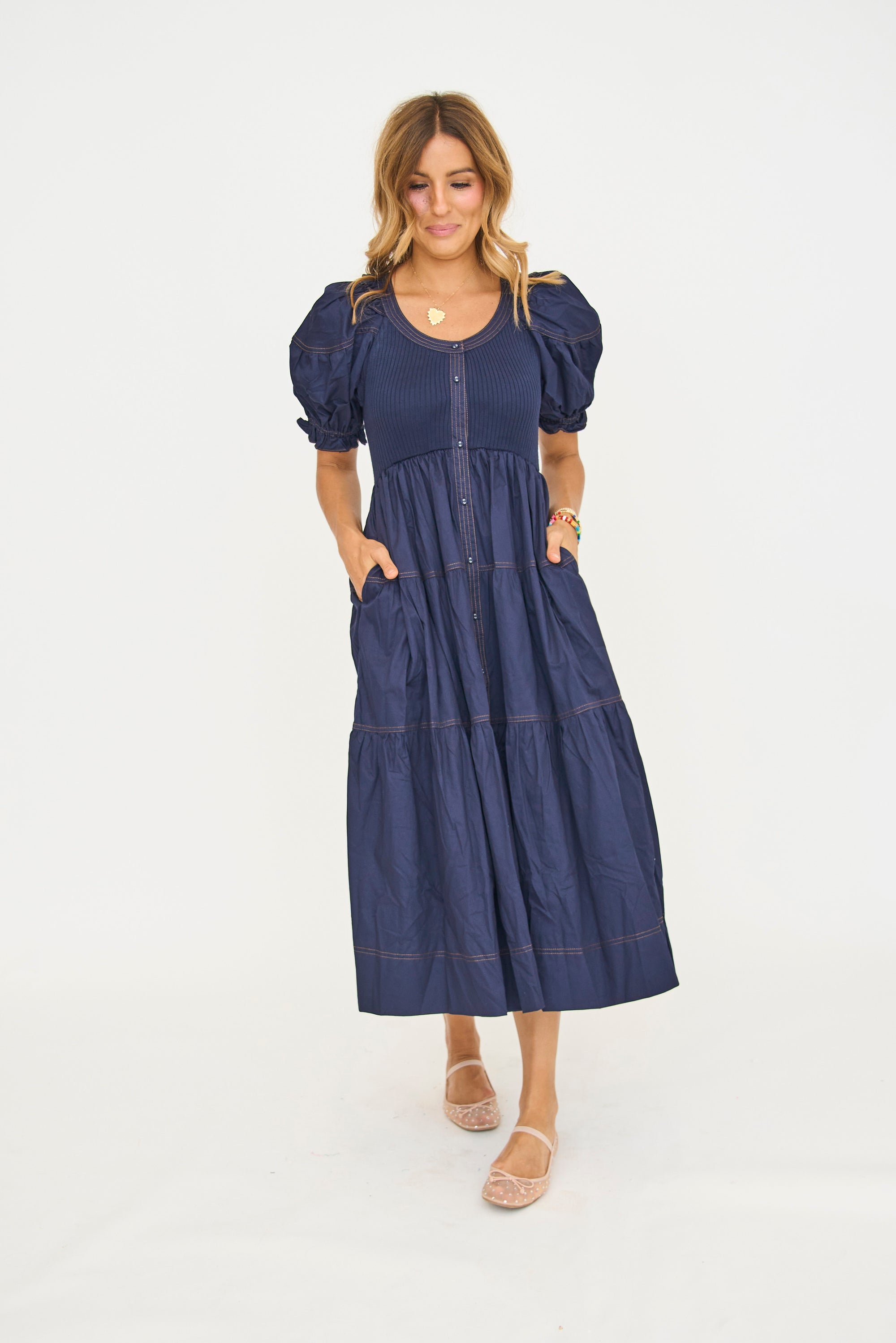 Kora Navy Midi Dress