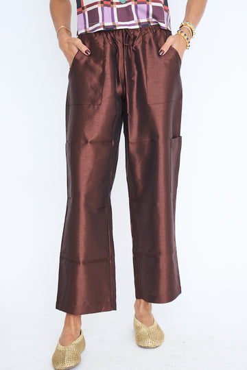 Raw Silk Taffeta Cargo Pants
