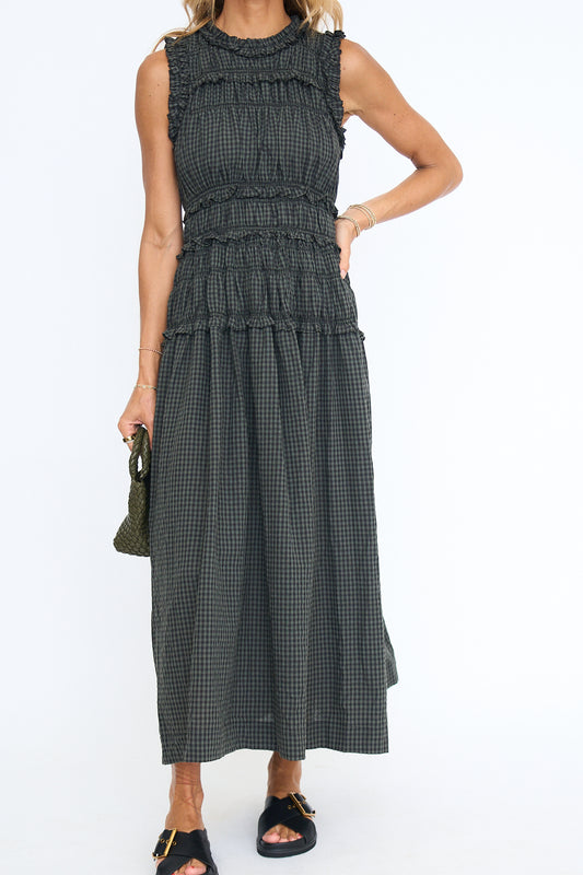 Annaleigh Smocked Gingham Maxi Dress