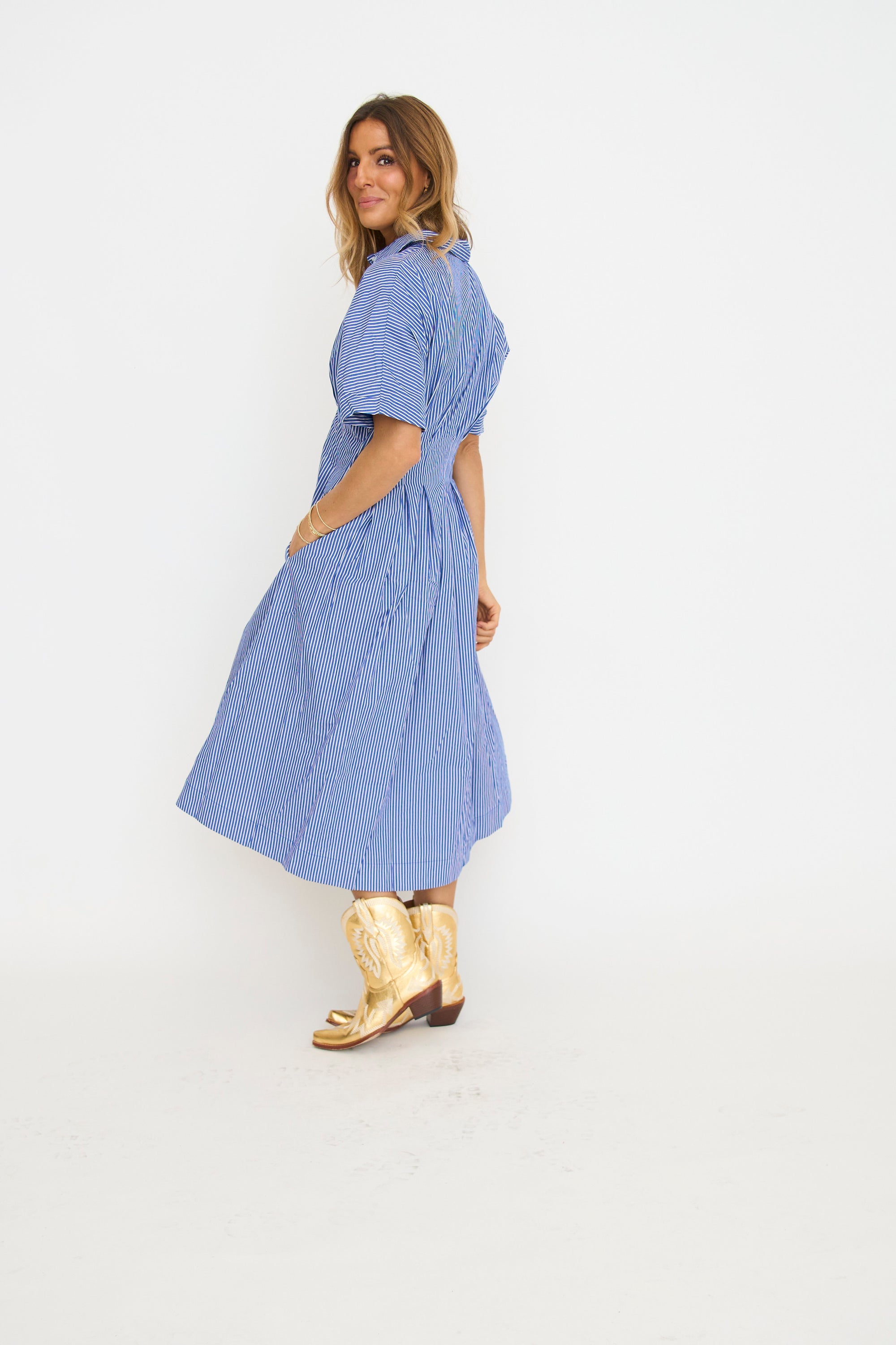 Shelley Stripe Midi Shirt Dress