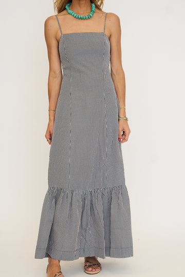 Gingham Square Neck Maxi Dress