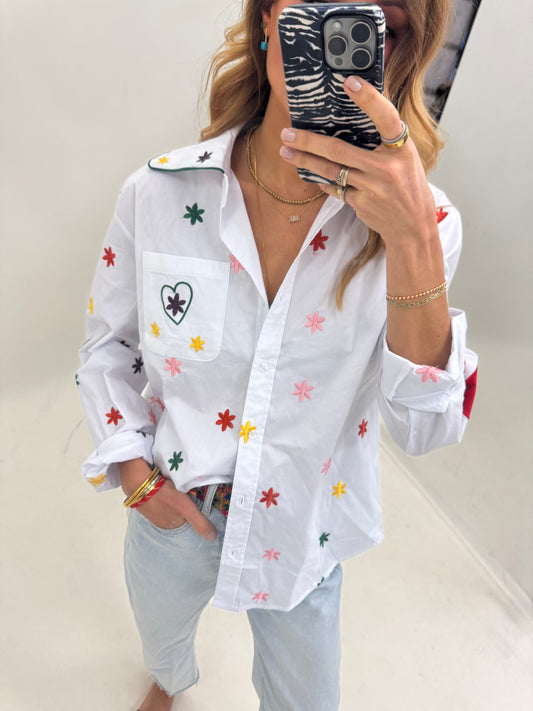 Heart Elbow Confetti Button-Up