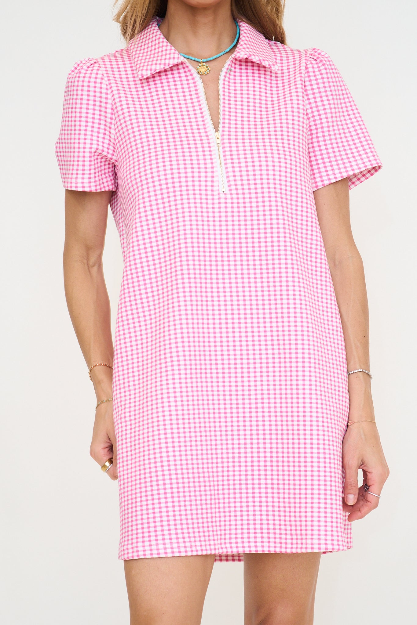 Gingham Zip Up Mini Dress – Lady Hart
