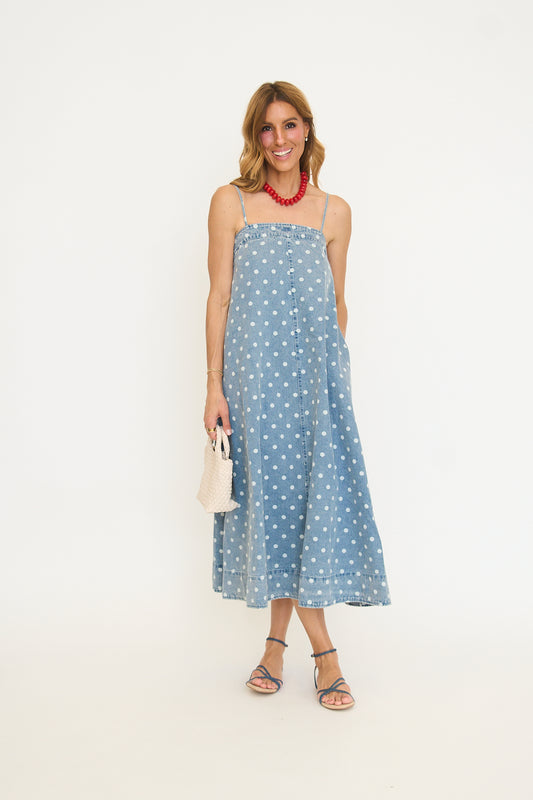 Denim A-line Midi Dress