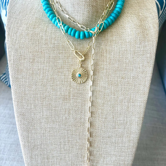 Turquoise Glass Bead Necklace