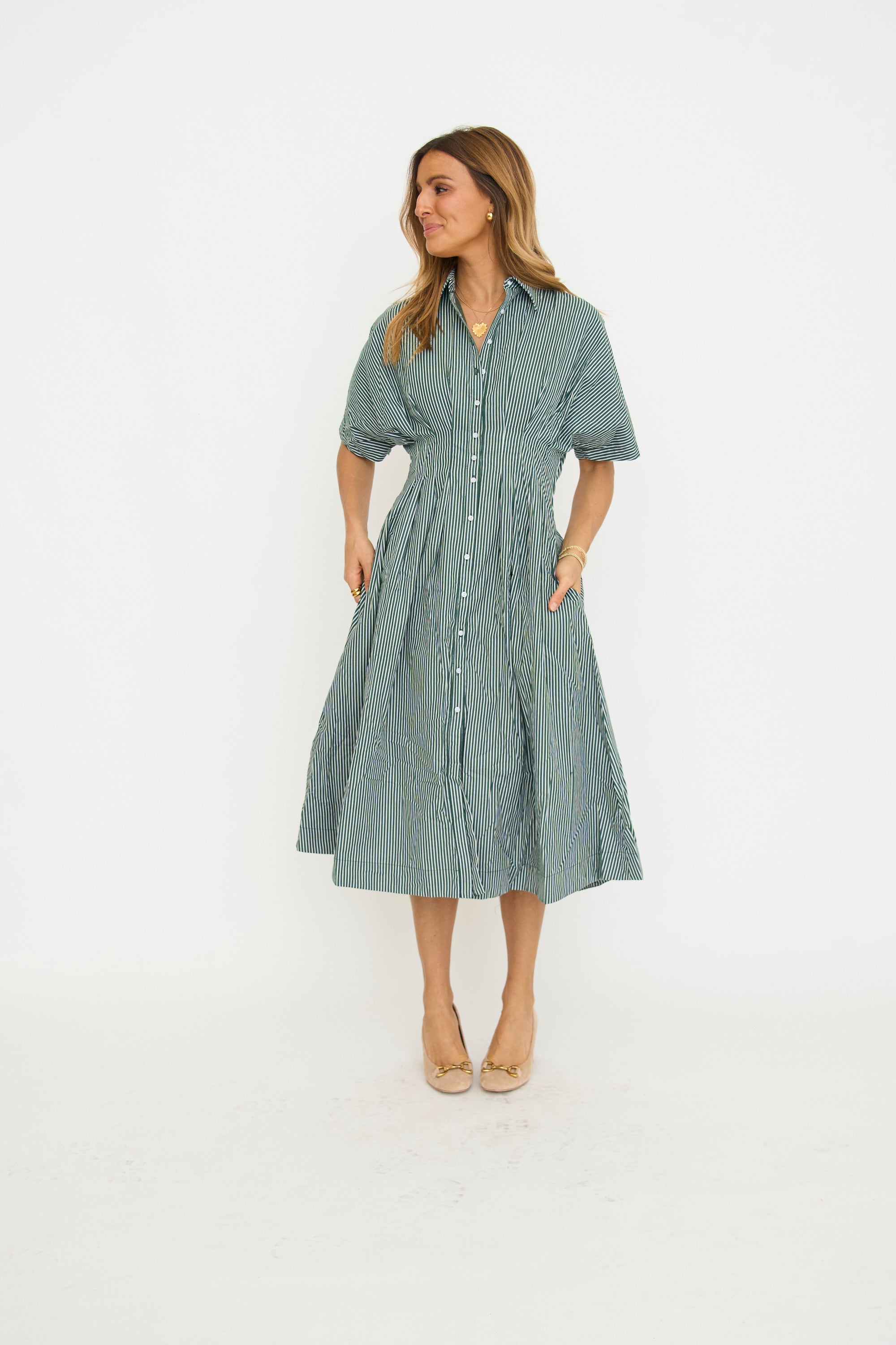 Shelley Stripe Midi Shirt Dress