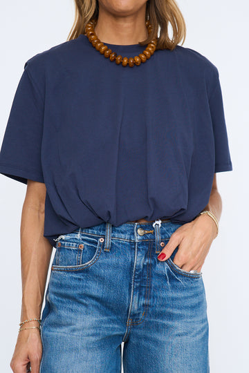 Cropped Bubble Hem T-Shirt