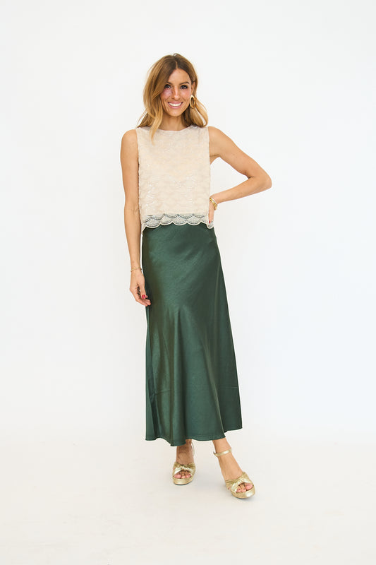 Mermaid Fit Long Satin Skirt