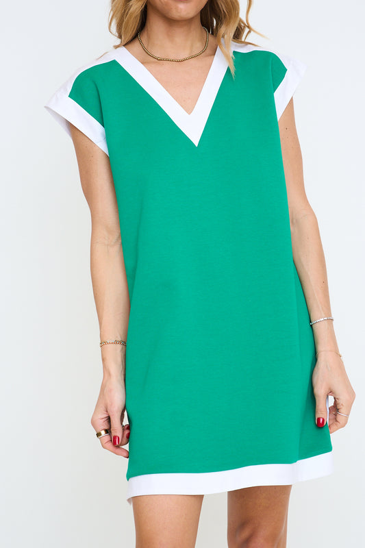 Contrast Accent Solid Casual Dress