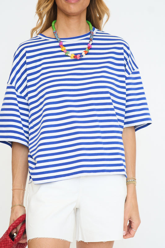 Patriotic Oversized Stripe Boyfriend Tee