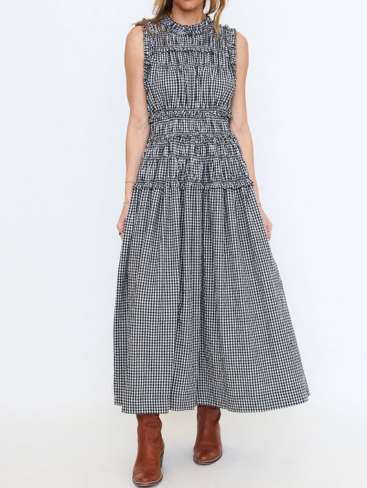 Smocked Gingham Maxi Dress