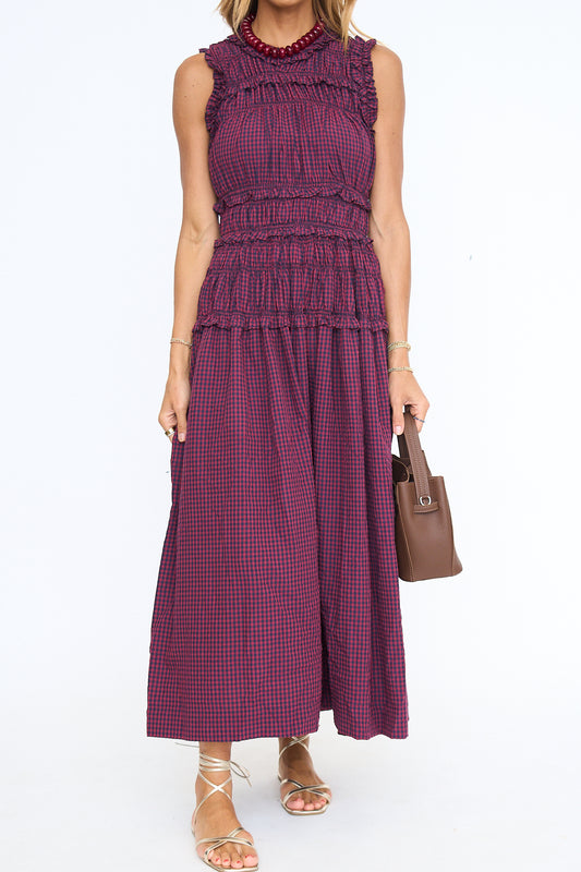 Annaleigh Smocked Gingham Maxi Dress