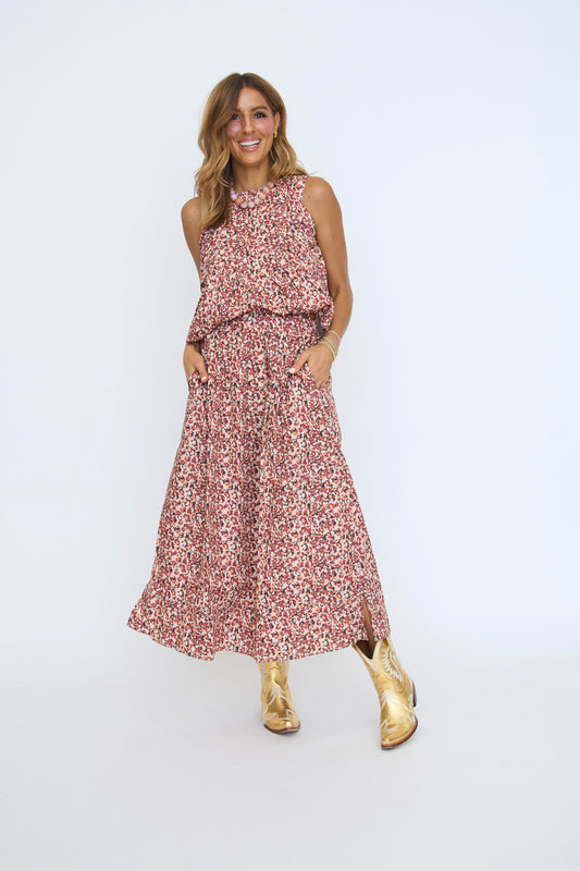 Print Pleated Detail Flowy Design Set