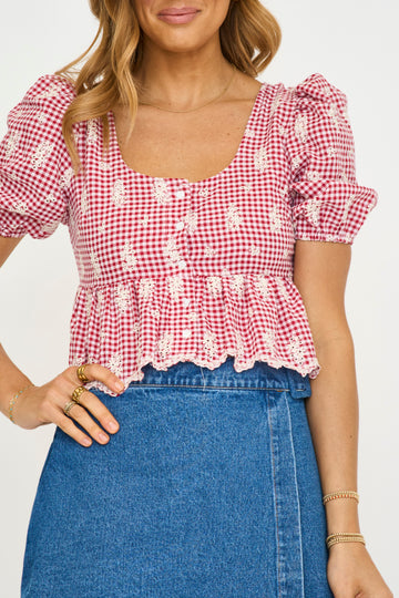 Henry Gingham Peplum Top