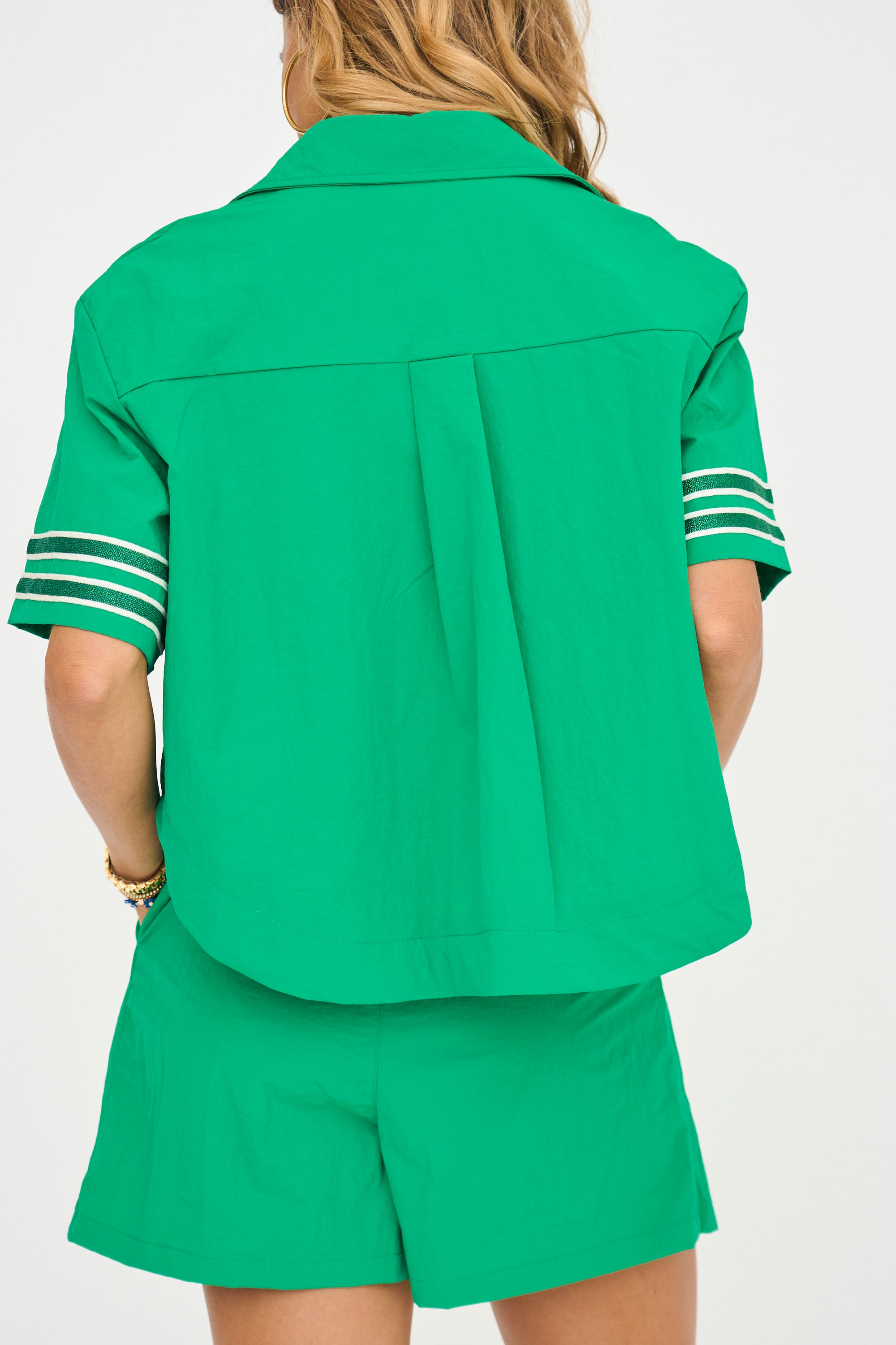 Green Glitter Stripe Polo Shirt