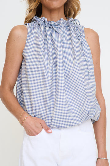 Checkered Sleeveless Bubble Top