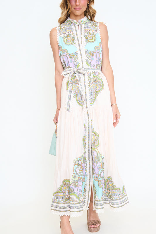 Paisley Cotton Sleeveless Maxi Dress