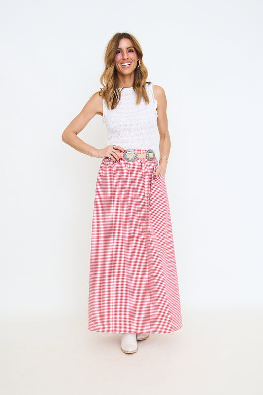 Smocked Lace Trim Sleeveless Top