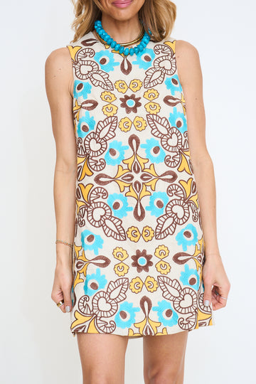 Sleeveless Embroidery Pattern Dress