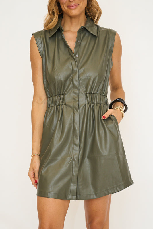 Farrah Faux Leather Dress