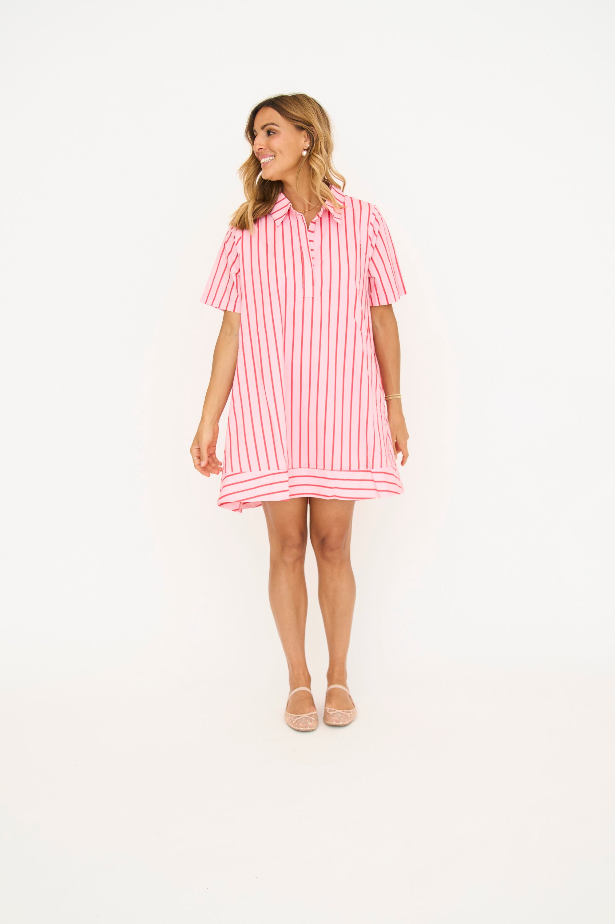 Stripe A-Line Shirt Dress