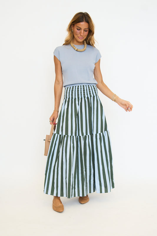 Carolina Coast Stripe Maxi Skirt