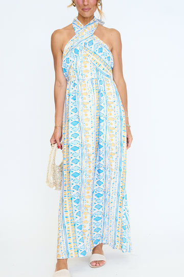 Aegean Rhythm Halter Dress