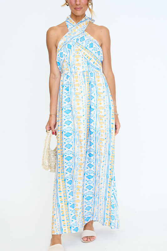 Aegean Rhythm Halter Dress