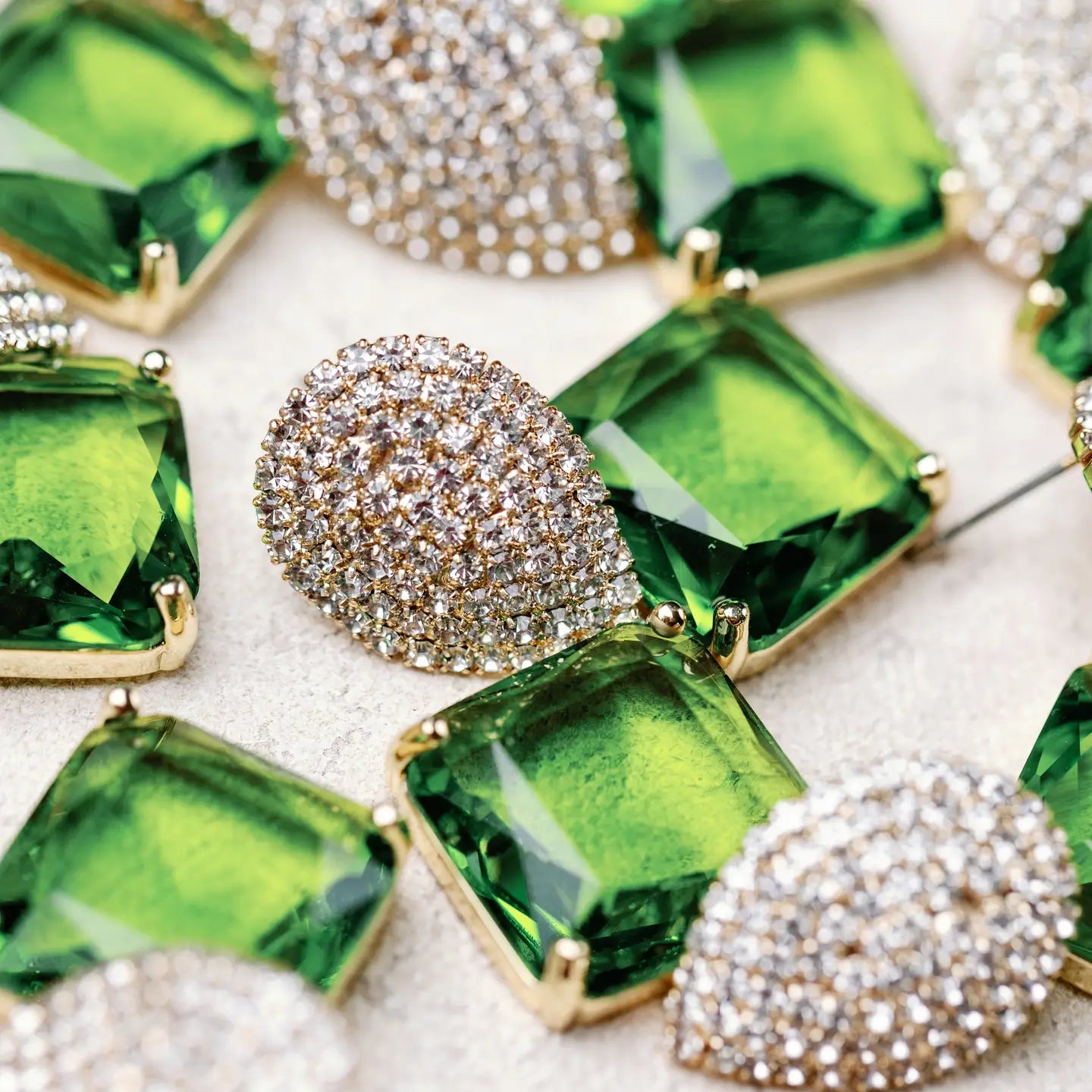 Retro Pave Crystal and Peridot Gum Drop Earrings