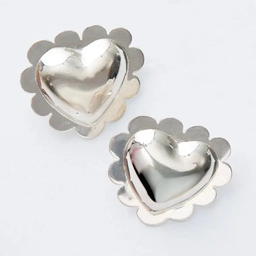 Puffy Scalloped Heart Earrings