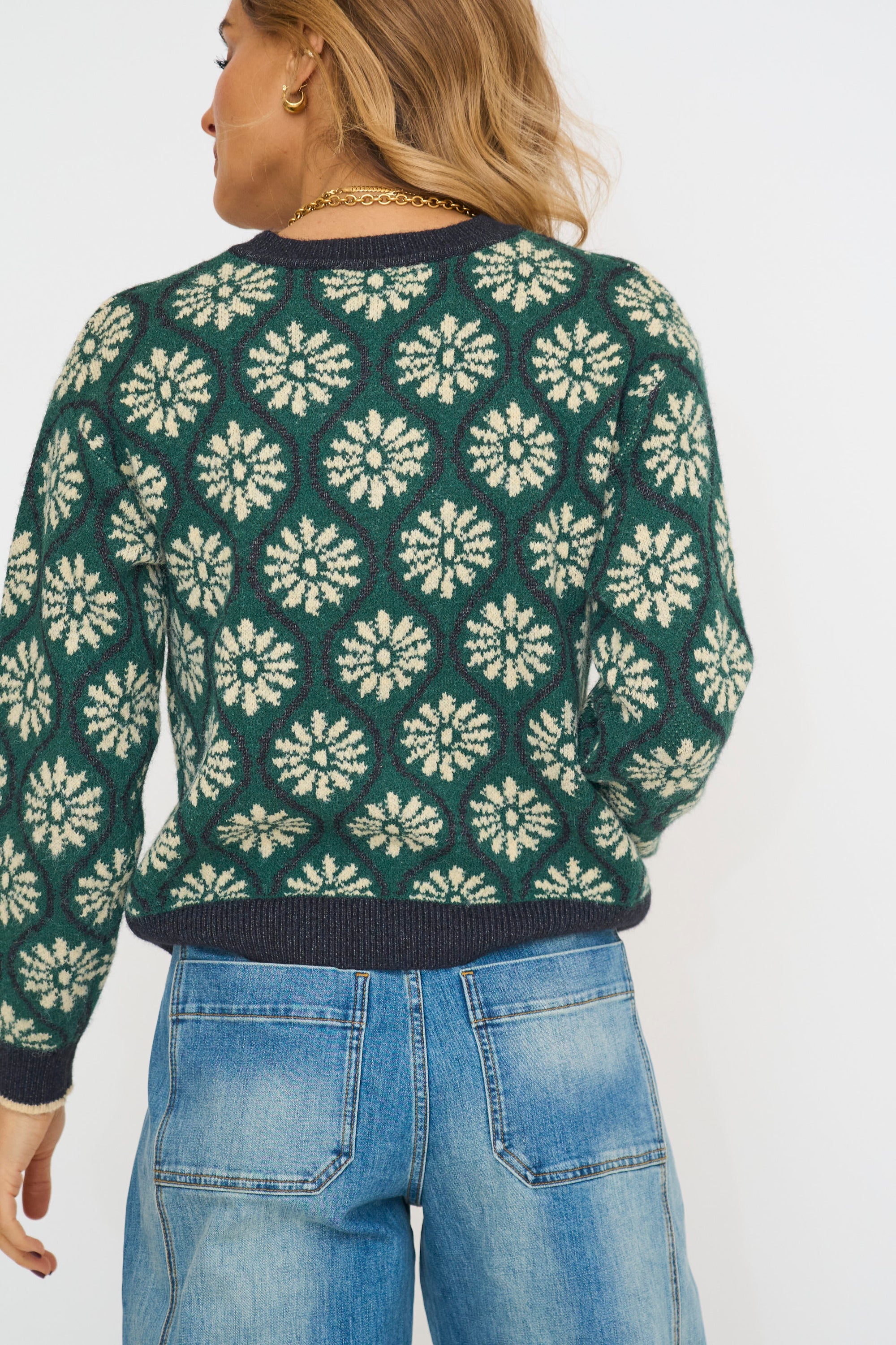 Geo Floral Pullover Sweater