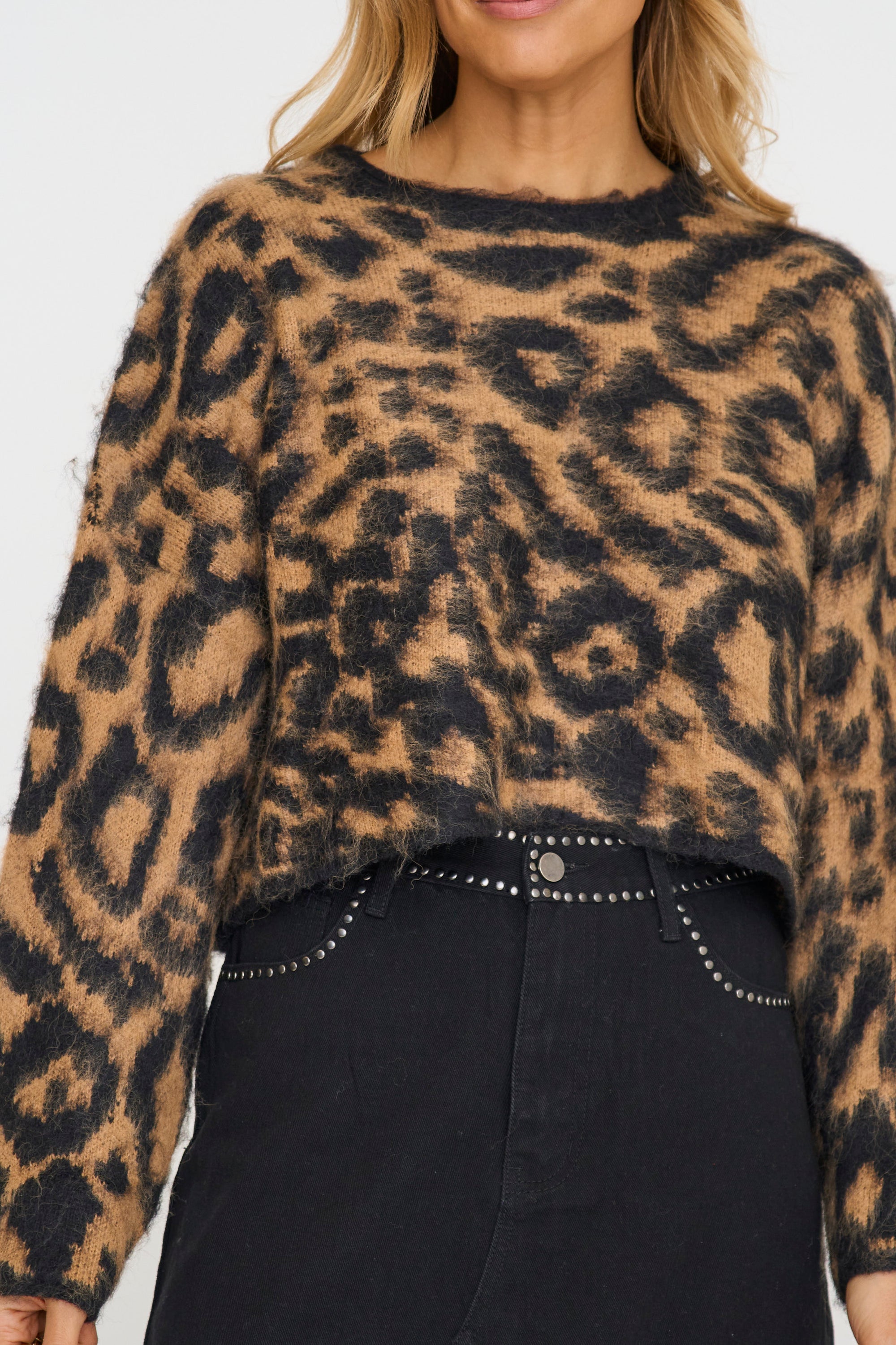 Boxy Leopard Print Sweater