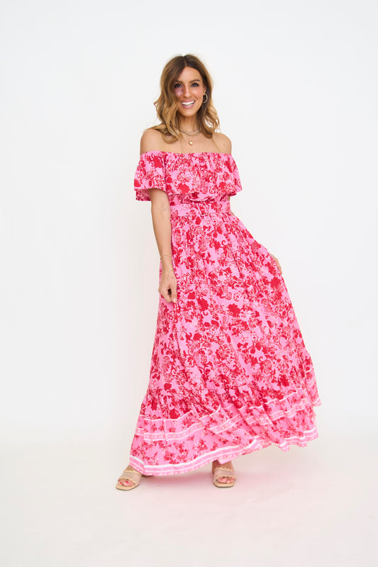 Aiza Floral Otis Off the Shoulder Maxi Dress