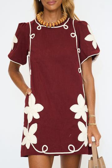 Janie Floral Applique Mini Dress