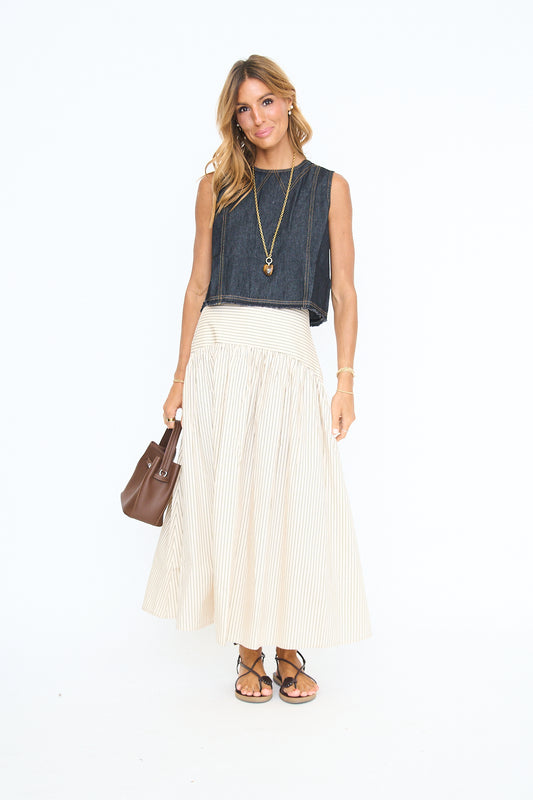 Daphne Skirt in Brown Stripe