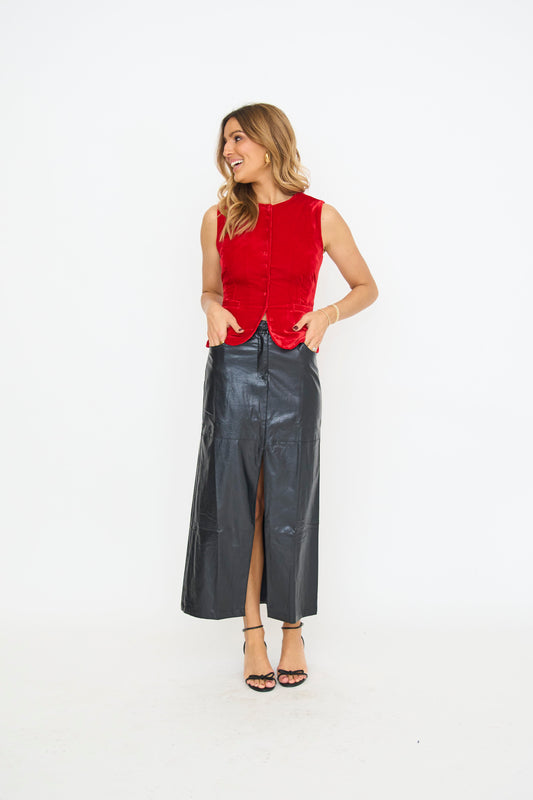 Red Velvet Vest Top