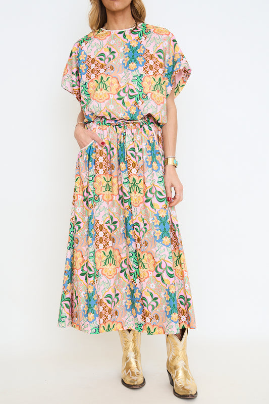 Garden Party Crochet Trim 2 Midi Skirt