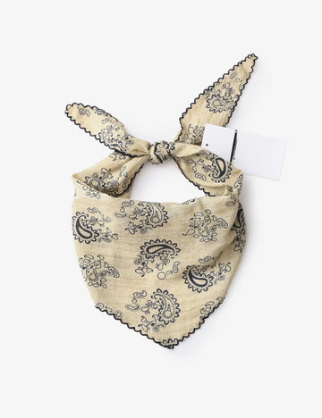 Paisley Print Triangle Scarf with Lace Edge