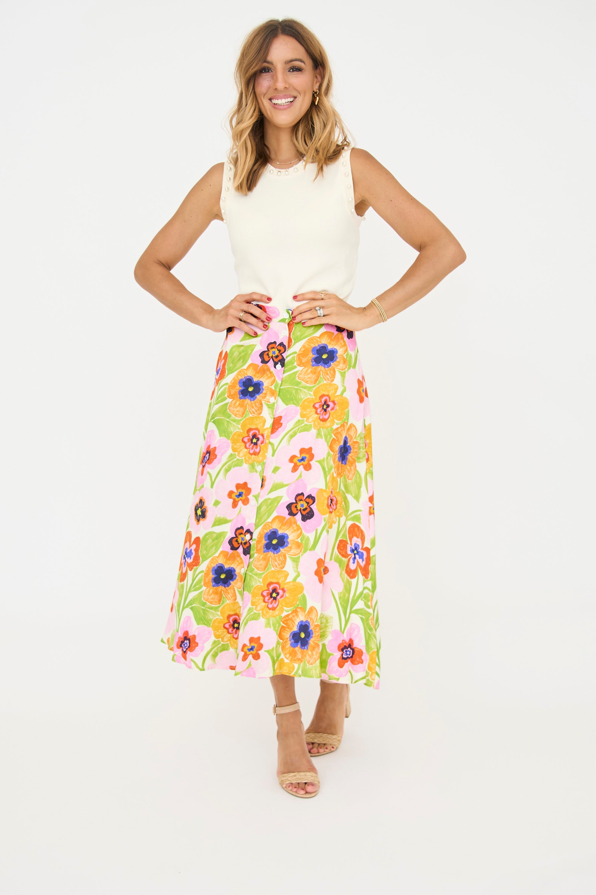 Celly Floral Midi Skirt