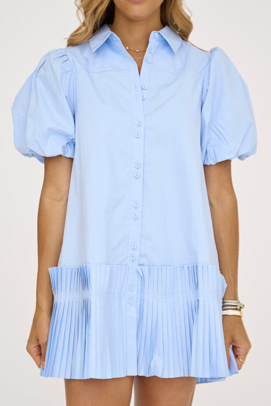 Pleated Hem Shirt Dress